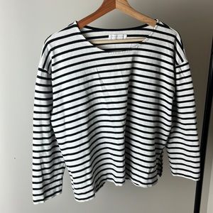 Everlane cropped striped boatneck tee size L